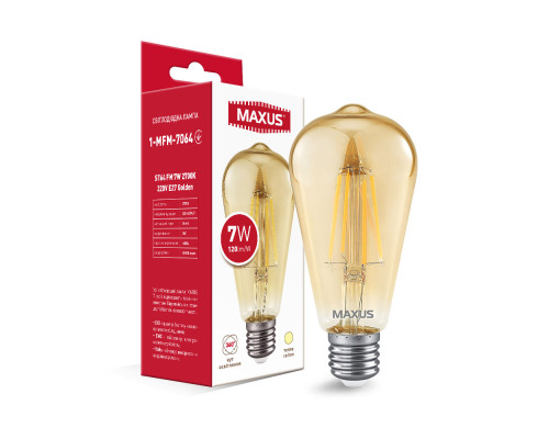 Лампа світлодіодна ST64 FM 7W 2700K 220V E27 Golden