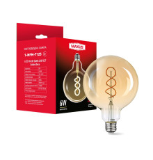 Лампа світлодіодна філаментна G125 FM 6W 2400K 220V E27 Golden Deco