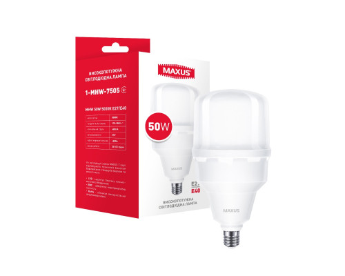 Лампа світлодіодна високопотужна MAXUS HW 50W 5000K E27/E40