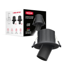 Світлодіодний світильник точковий врізний поворотний Maxus Recessed Track Downlight 6W 3CCT Black