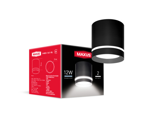Світильник світлодіодний Maxus Surface Downlight 12W 4100K Black