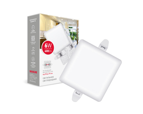 Світильник світлодіодний MAXUS SP Adjustable 6W 4100K Square