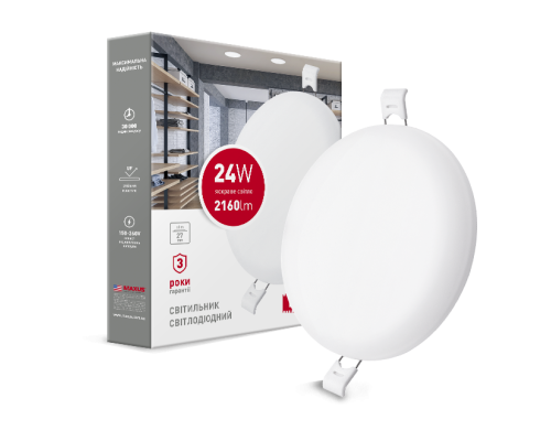 LED світильник точковий врізний MAXUS SP edge 24W, 4100К (коло)