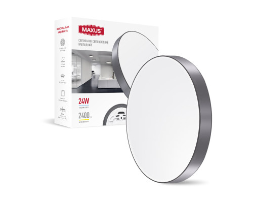 Накладний настінно-стельовий світлодіодний світильник 1-MSP-2441-SLG MAXUS SP Ceiling 24W 4100K Circle Slim Gray