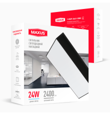 Накладний настінно-стельовий світлодіодний світильник 1-MSP-2441-SSB MAXUS SP Ceiling 24W 4100K Square Slim Black