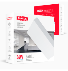 Накладний настінно-стельовий світлодіодний світильник 1-MSP-3641-SSW MAXUS SP Ceiling 36W 4100K Square Slim White