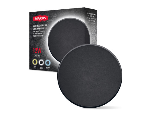 Фасадний світлодіодний світильник MAXUS MWL 12W 3CCT IP65 BL Circle