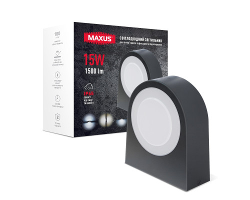 Фасадний світлодіодний світильник MAXUS MWL 15W 3CCT IP65 Black General