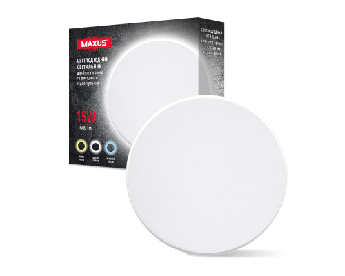 Фасадний світлодіодний світильник MAXUS MWL 15W 3CCT IP65 WH Circle