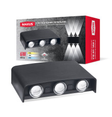 Фасадний світлодіодний світильник MAXUS MWL 6W 3CCT IP65 BL Square
