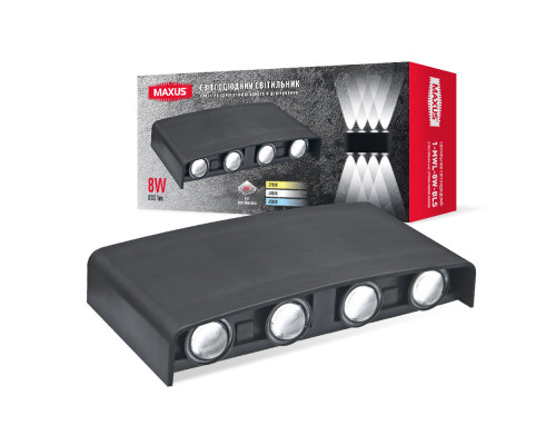 Фасадний світлодіодний світильник MAXUS MWL 8W 3CCT IP65 BL Square