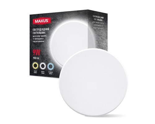 Фасадний світлодіодний світильник MAXUS MWL 9W 3CCT IP65 WH Circle