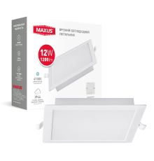 Врізний світлодіодний світильник 1-RDL-1241-IPS MAXUS RDL 12W 4100K IP44 Square