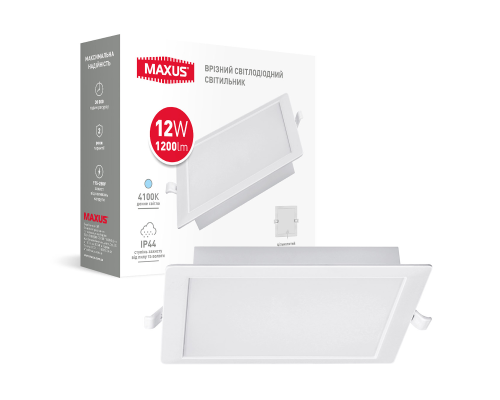 Врізний світлодіодний світильник 1-RDL-1241-IPS MAXUS RDL 12W 4100K IP44 Square