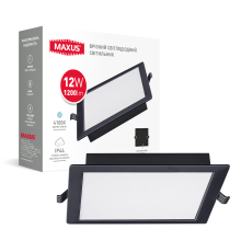 Врізний світлодіодний світильник 1-RDL-1241-IPS-BL MAXUS RDL 12W 4100K IP44 Square Black