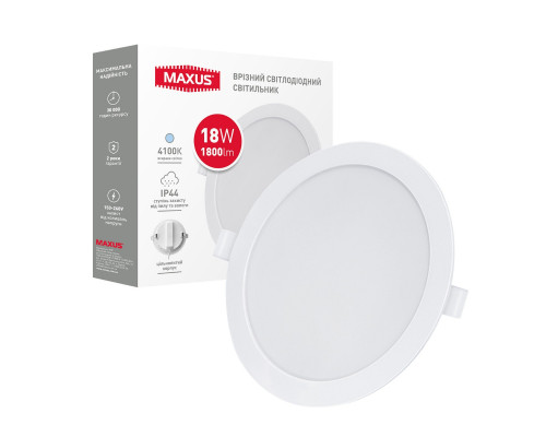 Врізний світлодіодний світильник 1-RDL-1841-IP MAXUS RDL 18W 4100K IP44