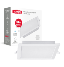 Врізний світлодіодний світильник 1-RDL-1841-IPS MAXUS RDL 18W 4100K IP44 Square