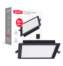 Врізний світлодіодний світильник 1-RDL-1841-IPS-BL MAXUS RDL 18W 4100K IP44 Square Black
