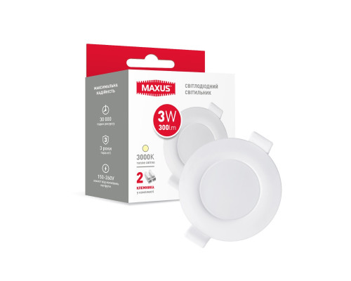 Точковий світильник Maxus 3W тепле світло (1-SDL-010-01)