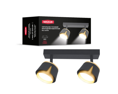 Світильник точковий накладний поворотний без лампи MAXUS Spot Flora Base GX53x2 Black Golden