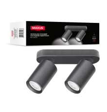 Світильник точковий накладний поворотний без лампи MAXUS Spot Light Base GU10x2 Black