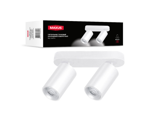 Світильник точковий накладний поворотний без лампи MAXUS Spot Light Base GU10x2 White