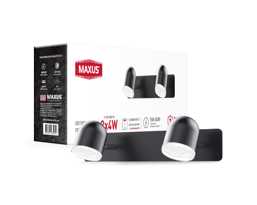 Спот світильник на 2 лампи MAXUS MSL-01W 2x4W 4100K чорний