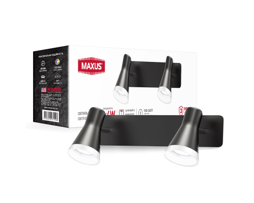 Спот світильник на 2 лампи MAXUS MSL-02W 2x4W 4100K чорний
