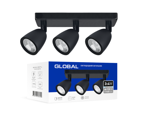 Світильник світлодіодний GSL-01S GLOBAL 12W 4100K чорний