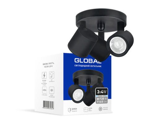 Світильник світлодіодний GSL-02C GLOBAL 12W 4100K чорний