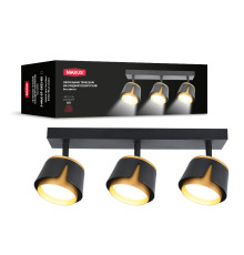 Світильник точковий накладний поворотний без лампи MAXUS Spot Flora Base GX53x3 Black Golden