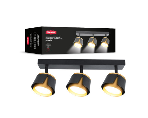 Світильник точковий накладний поворотний без лампи MAXUS Spot Flora Base GX53x3 Black Golden