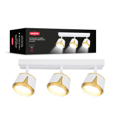 Світильник точковий накладний поворотний без лампи MAXUS Spot Flora Base GX53x3 White Golden