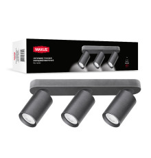 Світильник точковий накладний поворотний без лампи MAXUS Spot Light Base GU10x3 Black