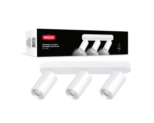 Світильник точковий накладний поворотний без лампи MAXUS Spot Light Base GU10x3 White