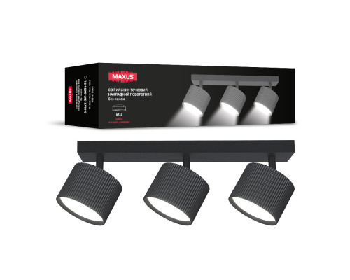 Світильник точковий накладний поворотний без лампи MAXUS Wave Spot Base GX53x3 Black