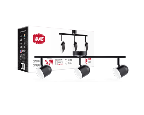 Спот світильник на 3 лампи MAXUS MSL-01C 3x4W 4100K чорний