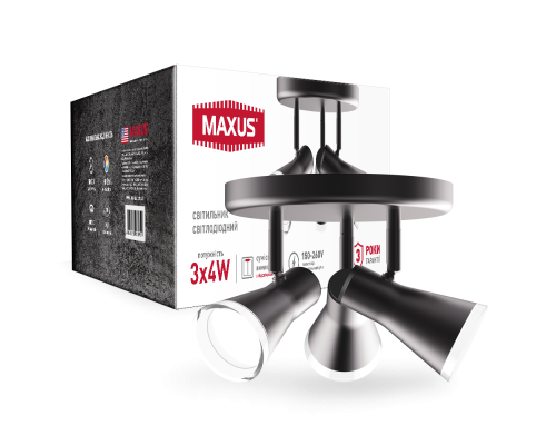 Спот світильник на 3 лампи MAXUS MSL-02R 3x4W 4100K чорний