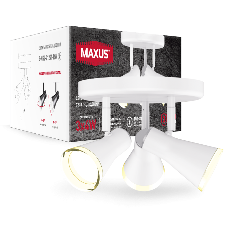 Спот світильник на 3 лампи MAXUS MSL-02R 3x4W 4100K білий · MAXUS · 3-MSL-21241-RW