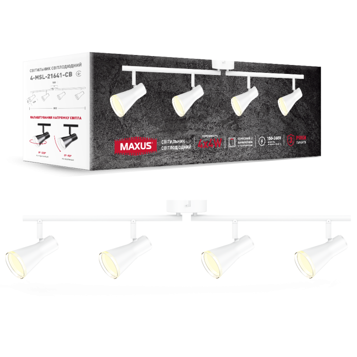 Спот світильник на 4 лампи MAXUS MSL-02C 4x4W 4100K білий · MAXUS · 4-MSL-21641-CW