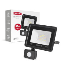 Світлодіодний прожектор з датчиком руху MAXUS FL-04 30W 5000K sensor