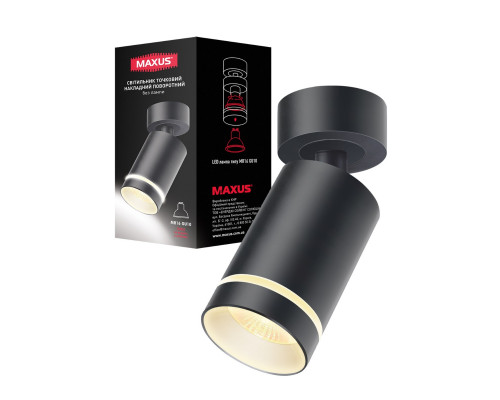 Світильник точковий накладний поворотний без лампи MAX-SD-GU10-BL MAXUS Surface Downlight Base MR16 GU10 Black