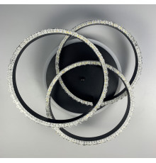 LED світильник чорний на 3 кільця з хромованою смужкою d30 см