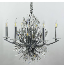 Кришталева срібна люстра репліка Lily Buds на 6 ріжків-підсвічників
