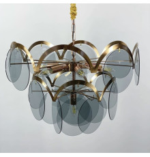 Люстра з сіро-блакитними пластинами у корпусі рожеве золото Ø 60 см