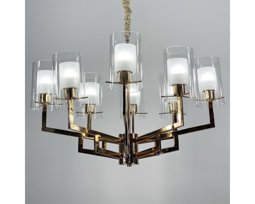 Cучасний підсвічник в золотому корпусі з подвійними плафонами