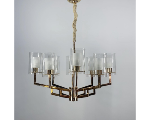 Cучасний підсвічник в золотому корпусі з подвійними плафонами