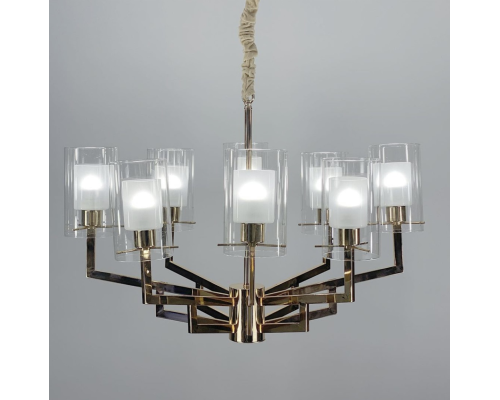 Cучасний підсвічник в золотому корпусі з подвійними плафонами