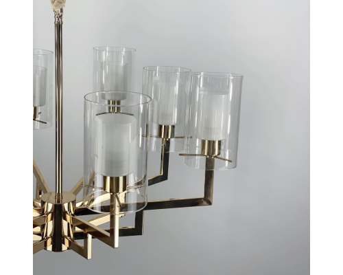 Cучасний підсвічник в золотому корпусі з подвійними плафонами