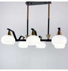 Люстра на 6 білих плафонів в чорному корпусі 72 см